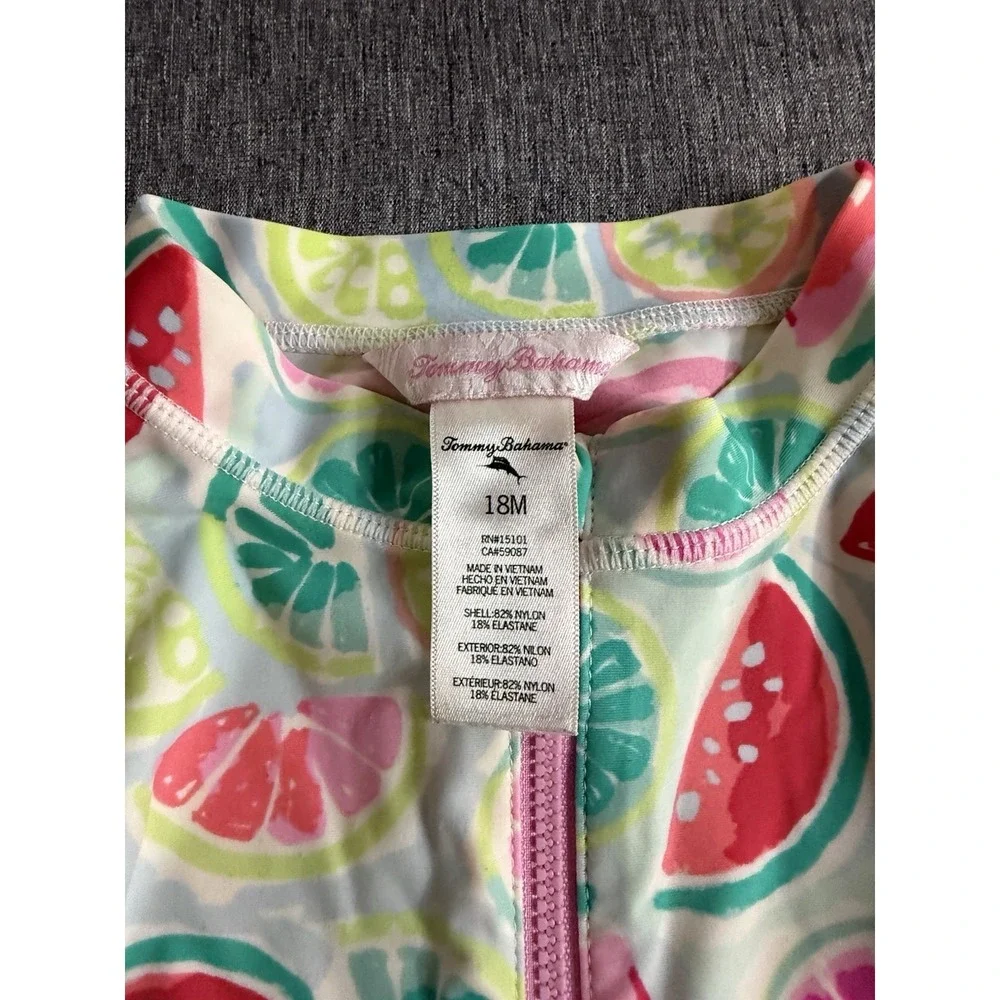 TOMMY BAHAMA Baby 18M Watermelon & Citrus Rashguard Swimsuit UPF 50